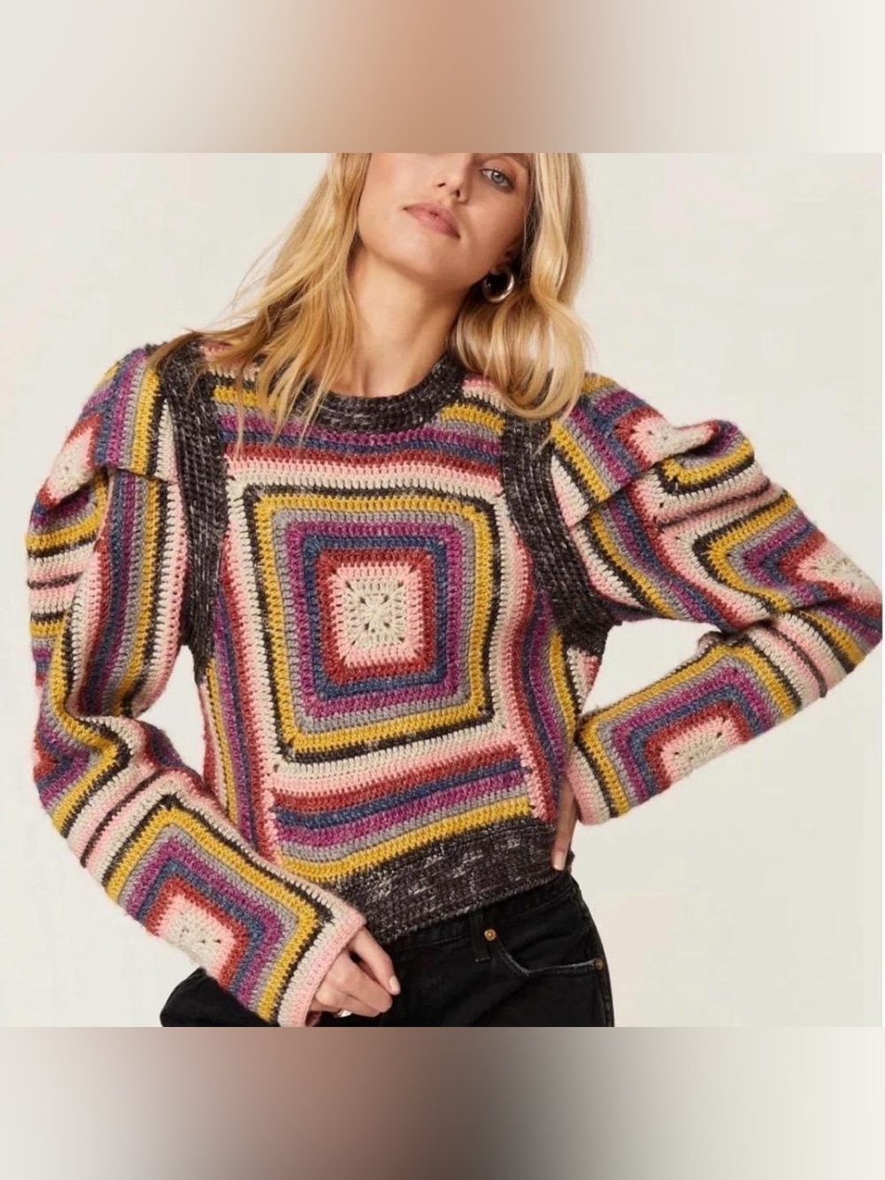 Sea New York Crochet Sweater Multi Colored Size XS